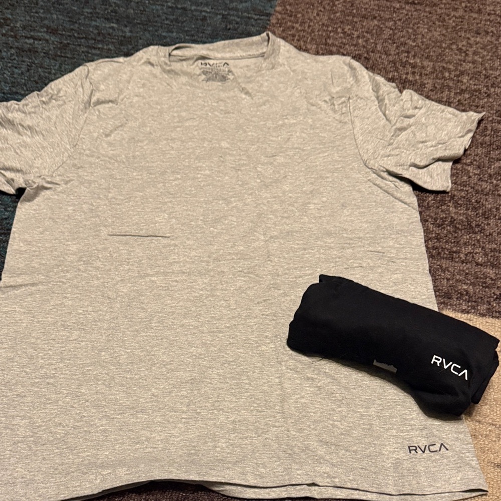 RVCA Heather Gray  and Black Men's Short Sleeve Tees